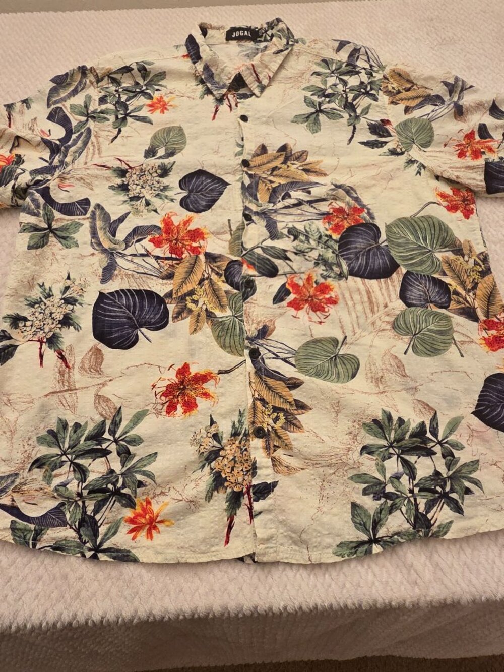 Jogal Hawaiian Multicolored Floral Short Sleeve Shirt Men's XXL Beach Casual